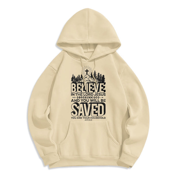 Modern Style Believe In The Jesus Lord Fleece Lined Polyester Hoodie - Beige - 2XL - image 10