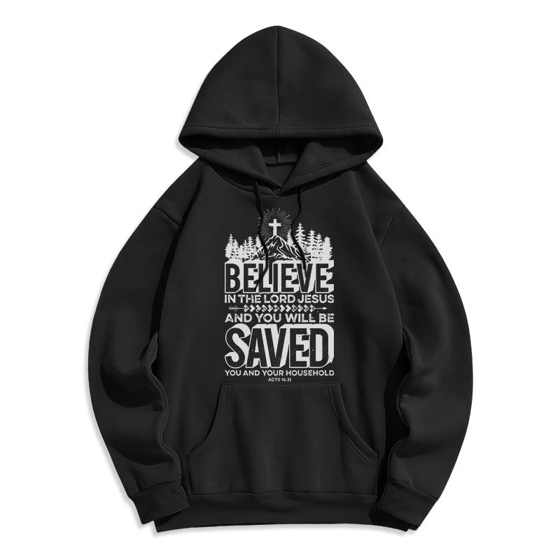 Modern Style Believe In The Jesus Lord Fleece Lined Polyester Hoodie - Black - 2XL - image 0