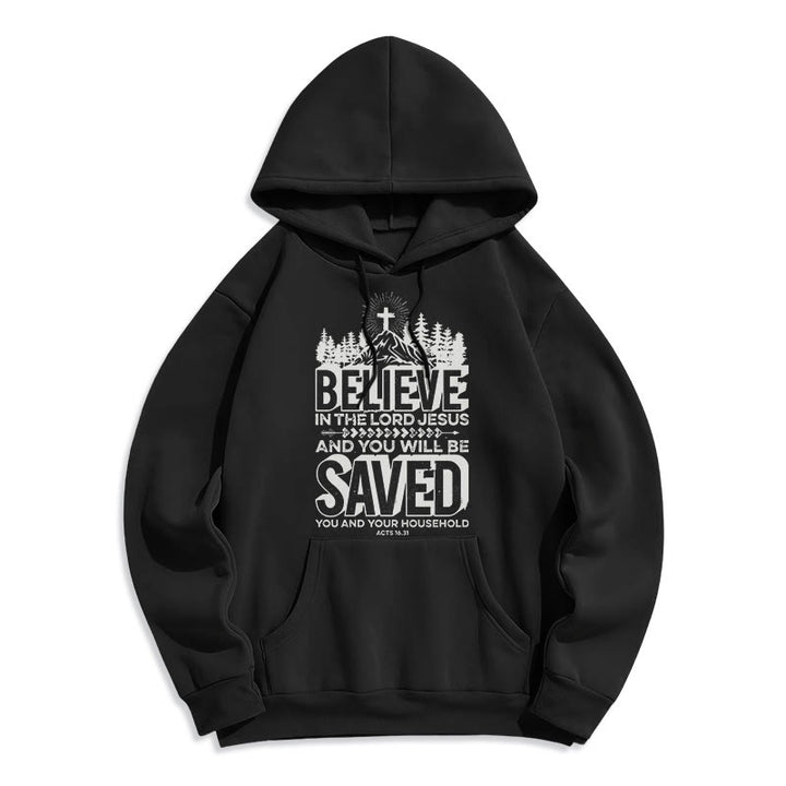 Modern Style Believe In The Jesus Lord Fleece Lined Polyester Hoodie - Black - 2XL - image 0