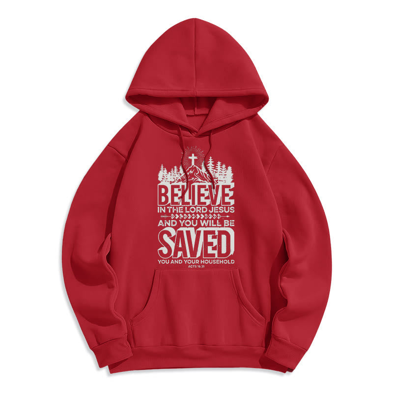 Modern Style Believe In The Jesus Lord Fleece Lined Polyester Hoodie - Red - 2XL - image 35