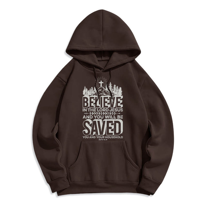 Modern Style Believe In The Jesus Lord Fleece Lined Polyester Hoodie - Brown - 2XL - image 15