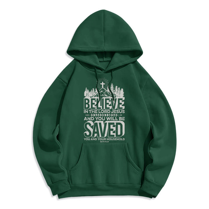 Modern Style Believe In The Jesus Lord Fleece Lined Polyester Hoodie - Green - 2XL - image 20
