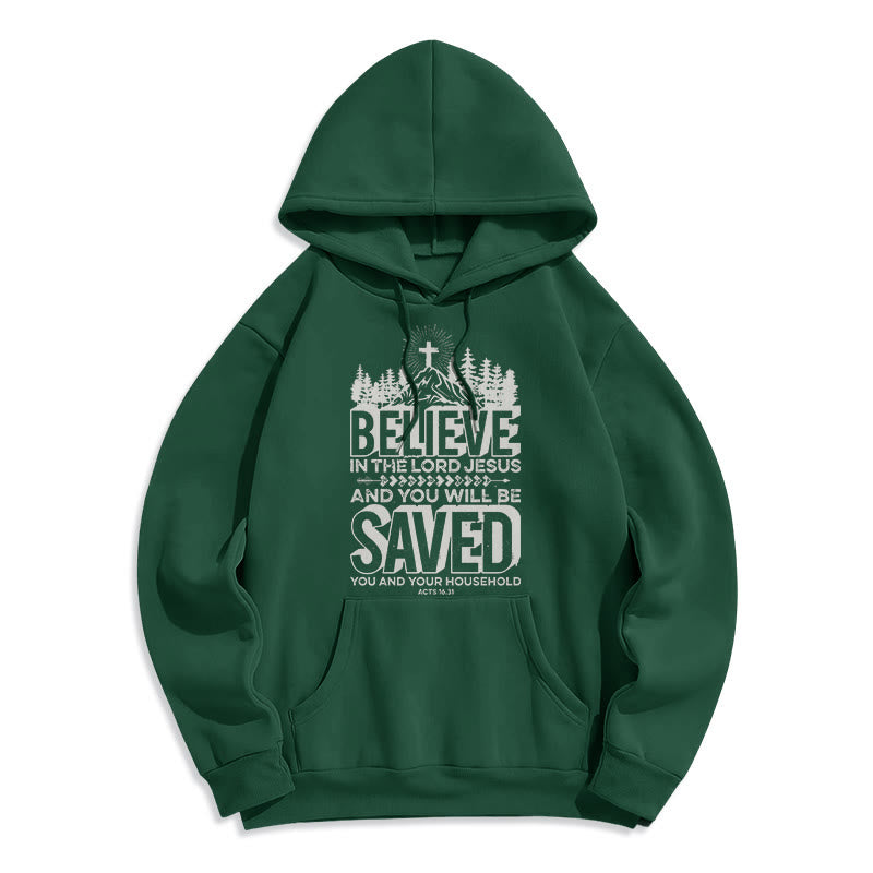 Modern Style Believe In The Jesus Lord Fleece Lined Polyester Hoodie - Green - 2XL - image 20