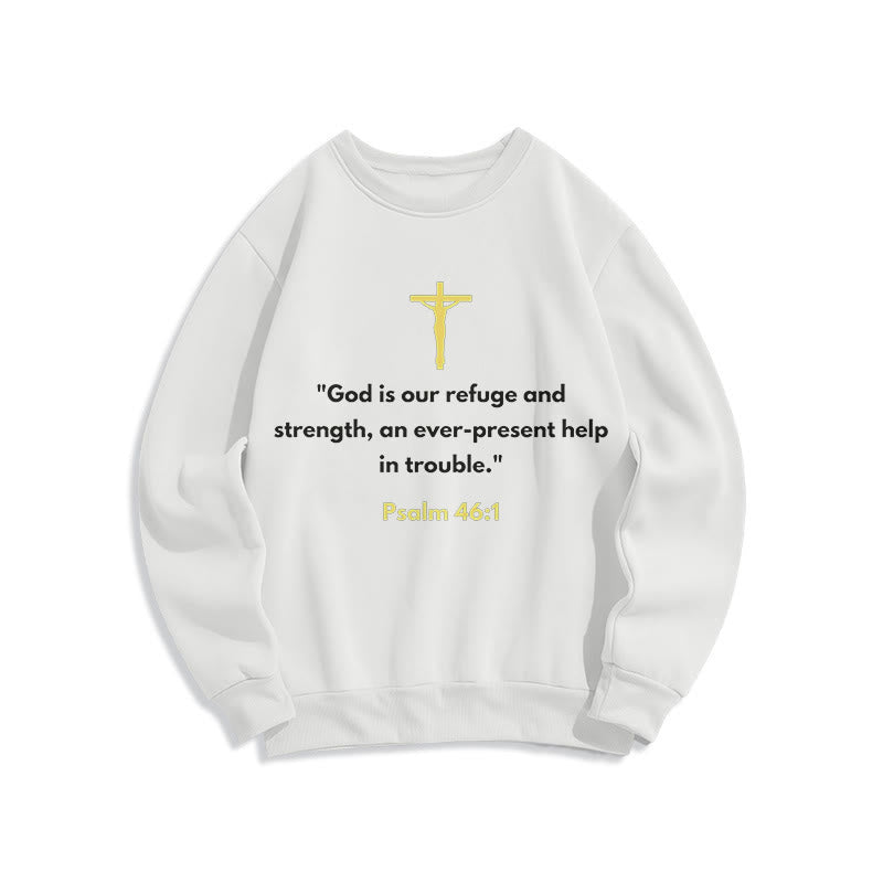 Classic Style God Is Our Refuge And Strength Fleece Lined Polyester Sweatshirt - White - 2XL - image 5