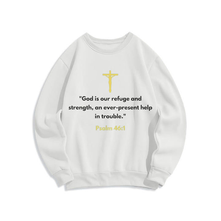 Classic Style God Is Our Refuge And Strength Fleece Lined Polyester Sweatshirt - White - 2XL - image 5