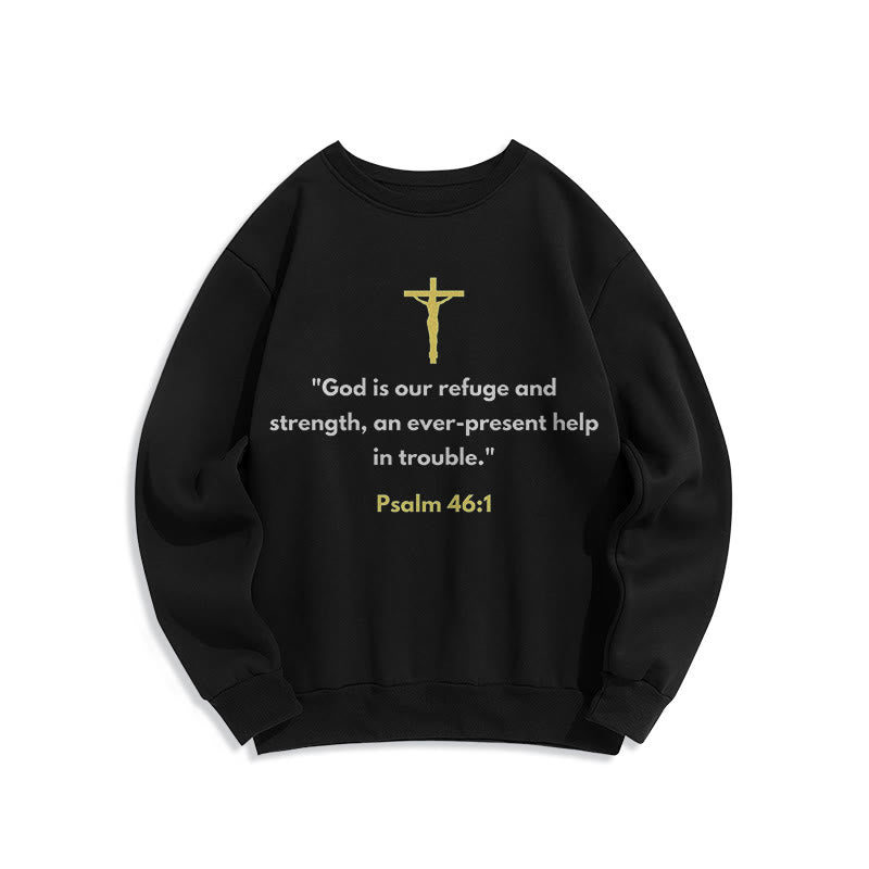 Classic Style God Is Our Refuge And Strength Fleece Lined Polyester Sweatshirt - Black - 2XL - image 0