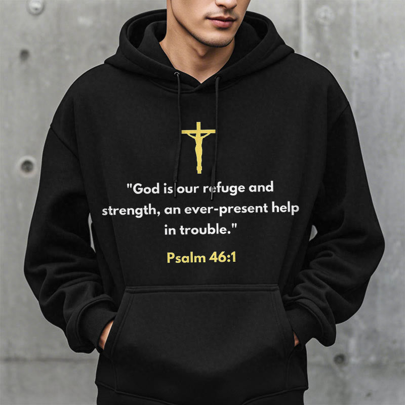 Classic Style God Is Our Refuge And Strength Fleece Lined Polyester Hoodie - image 2
