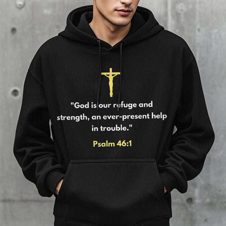 Classic Style God Is Our Refuge And Strength Fleece Lined Polyester Hoodie - image 2