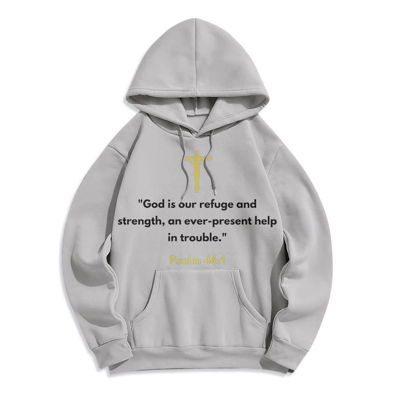 Classic Style God Is Our Refuge And Strength Fleece Lined Polyester Hoodie - Grey - 2XL - image 30
