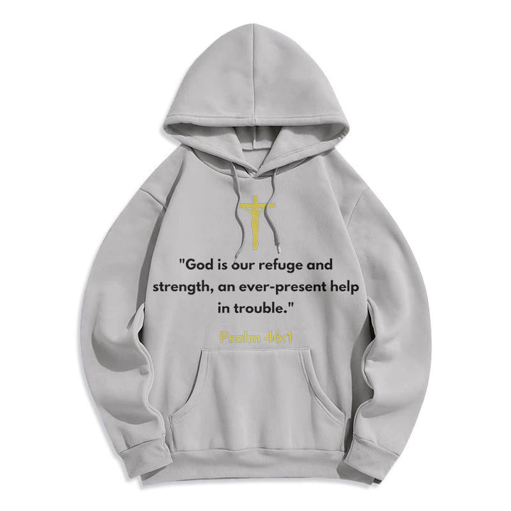 Classic Style God Is Our Refuge And Strength Fleece Lined Polyester Hoodie - Grey - 2XL - image 30