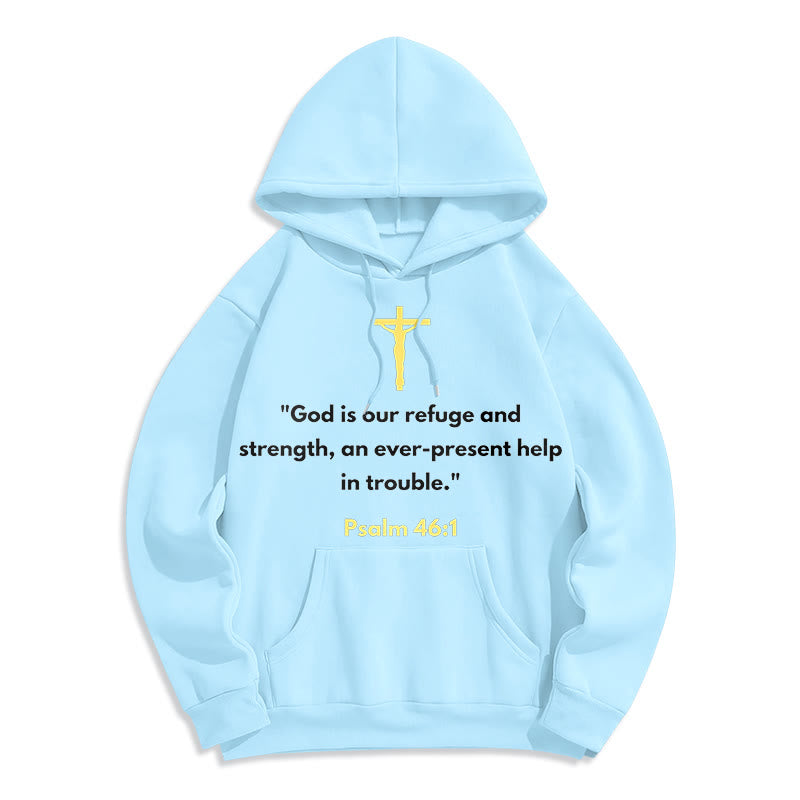 Classic Style God Is Our Refuge And Strength Fleece Lined Polyester Hoodie - Blue - 2XL - image 25