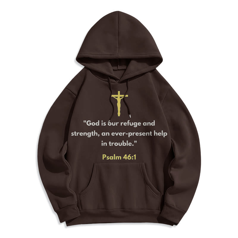 Classic Style God Is Our Refuge And Strength Fleece Lined Polyester Hoodie - Brown - 2XL - image 15