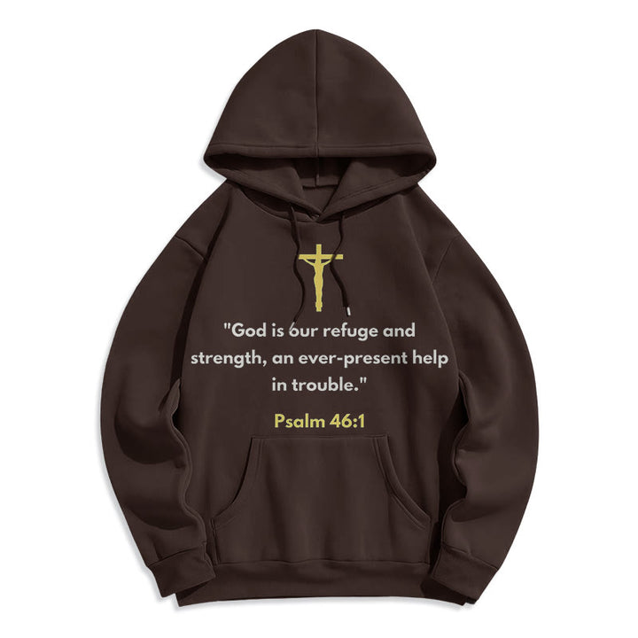 Classic Style God Is Our Refuge And Strength Fleece Lined Polyester Hoodie - Brown - 2XL - image 15
