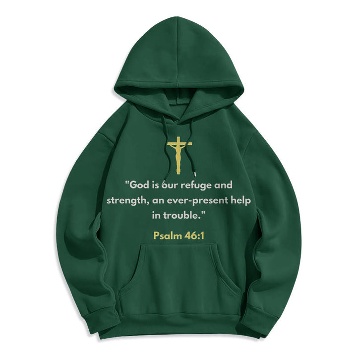 Christianartworkshop Classic Style God Is Our Refuge And Strength Fleece Lined Polyester Hoodie - Green - 2XL - image 20