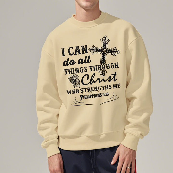 Quotation Style I Can Do All Things Fleece Lined Polyester Sweatshirt - image 12