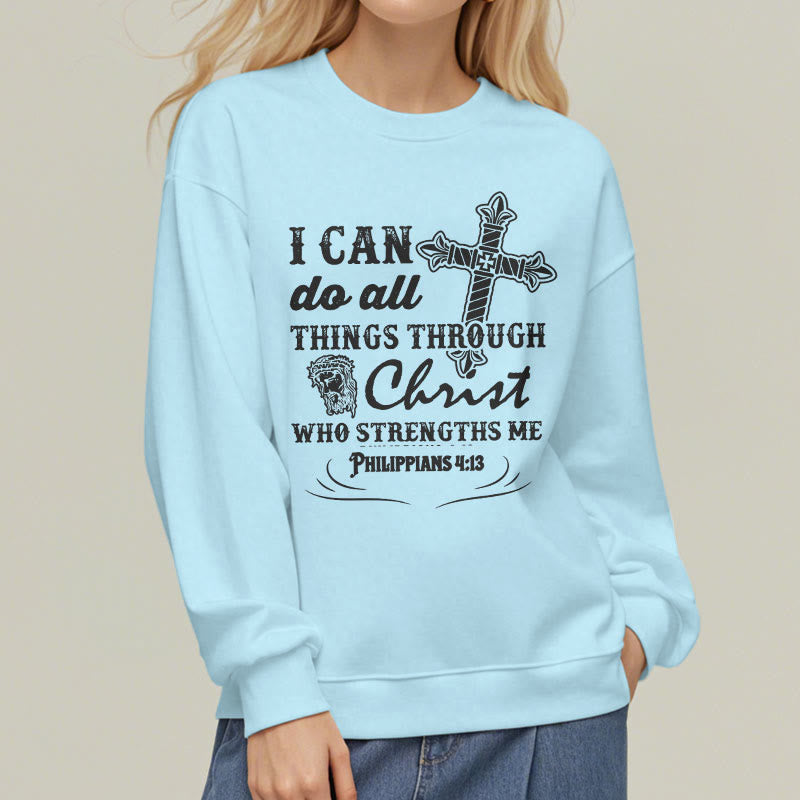 Quotation Style I Can Do All Things Fleece Lined Polyester Sweatshirt - image 27