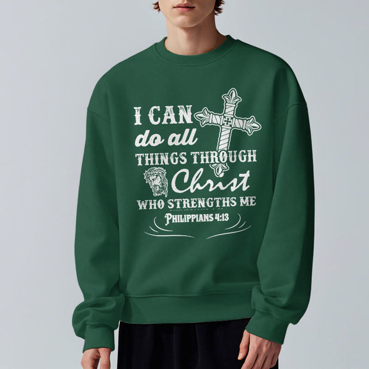 Quotation Style I Can Do All Things Fleece Lined Polyester Sweatshirt - image 22