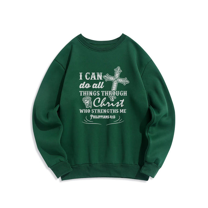 Christianartworkshop Quotation Style I Can Do All Things Fleece Lined Polyester Sweatshirt - Green - 2XL - image 20