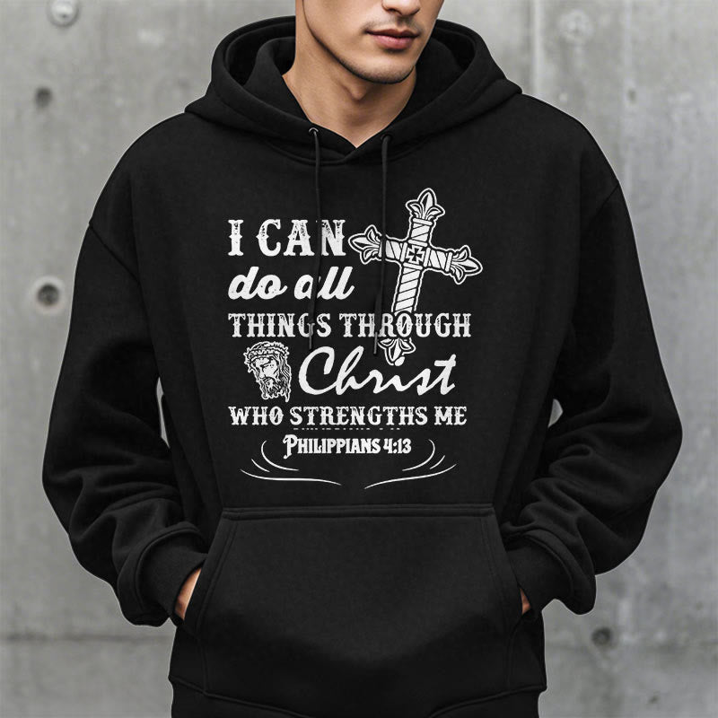 Christianartworkshop Quotation Style I Can Do All Things Fleece Lined Polyester Hoodie - image 1