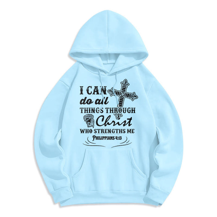 Christianartworkshop Quotation Style I Can Do All Things Fleece Lined Polyester Hoodie - Blue - 2XL - image 25