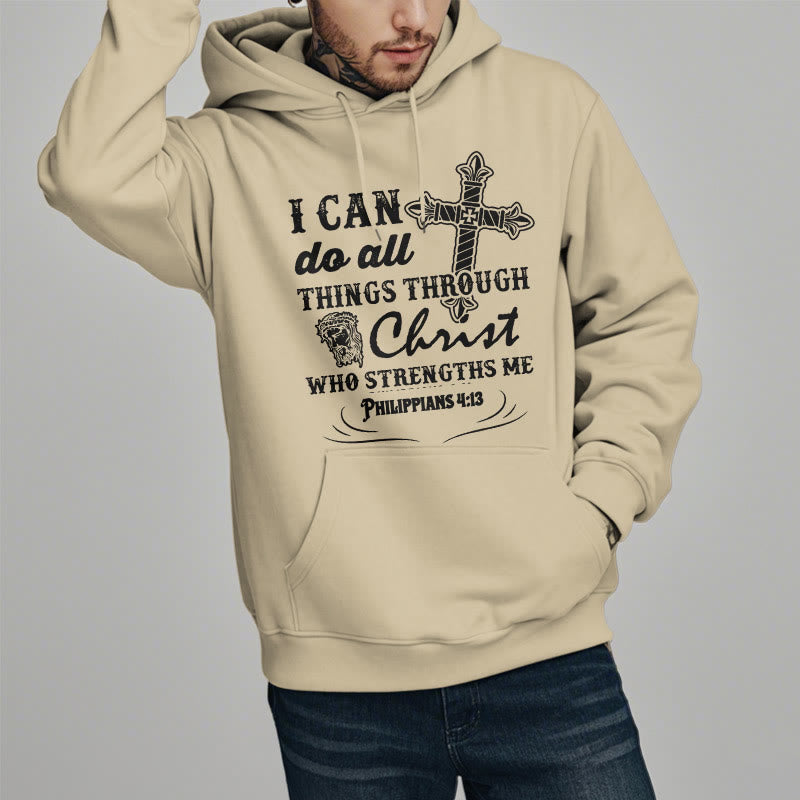Christianartworkshop Quotation Style I Can Do All Things Fleece Lined Polyester Hoodie - image 12