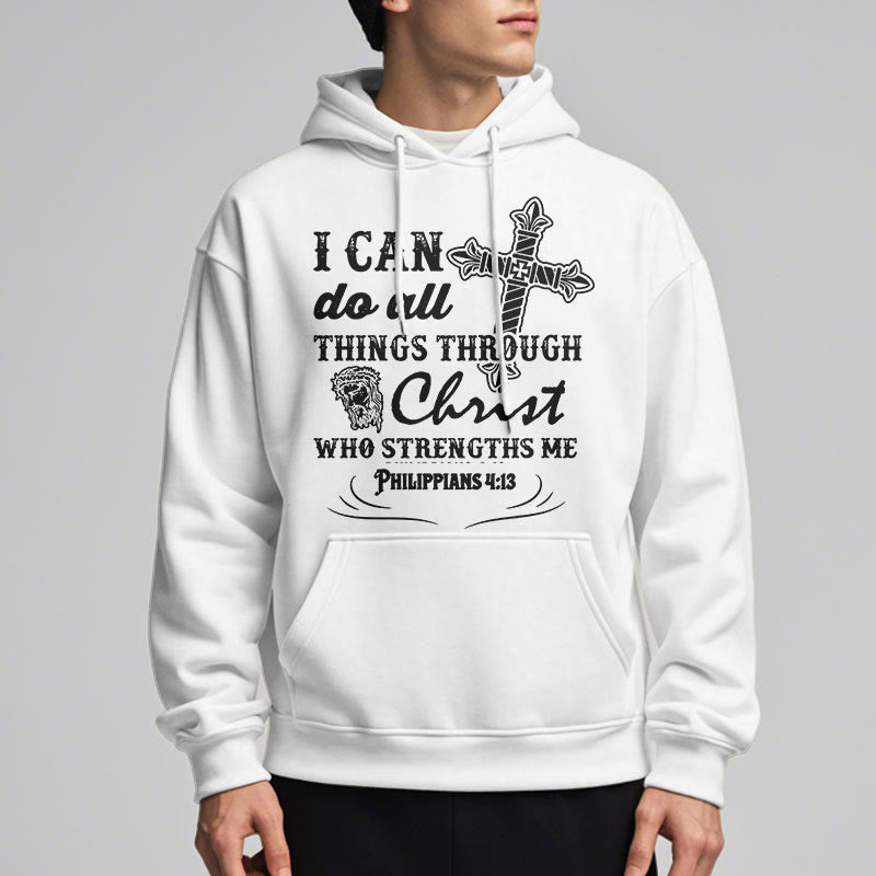 Christianartworkshop Quotation Style I Can Do All Things Fleece Lined Polyester Hoodie - image 8