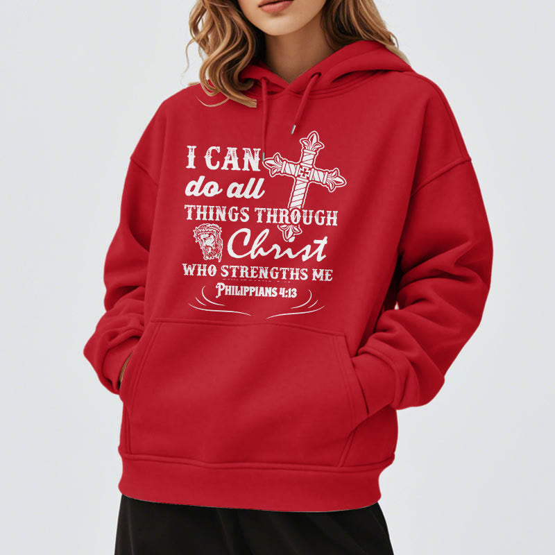 Christianartworkshop Quotation Style I Can Do All Things Fleece Lined Polyester Hoodie - image 38