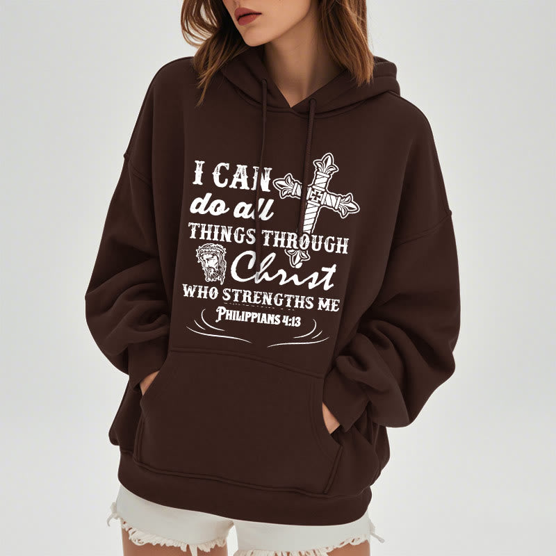 Christianartworkshop Quotation Style I Can Do All Things Fleece Lined Polyester Hoodie - image 18