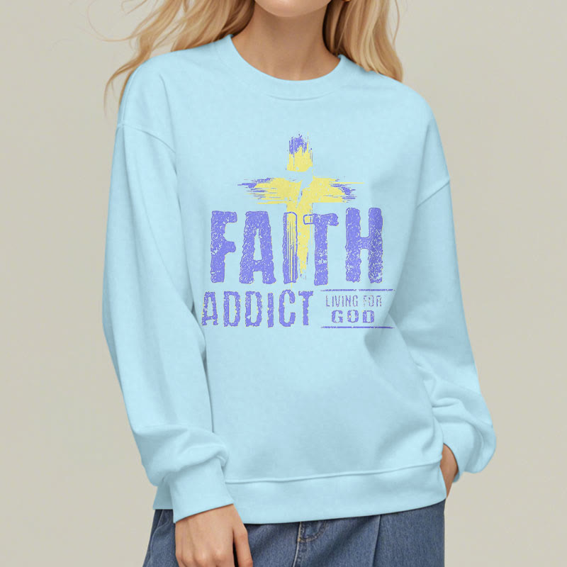 Colored Style Faith Addict Living For God Fleece Lined Polyester Sweatshirt - image 1