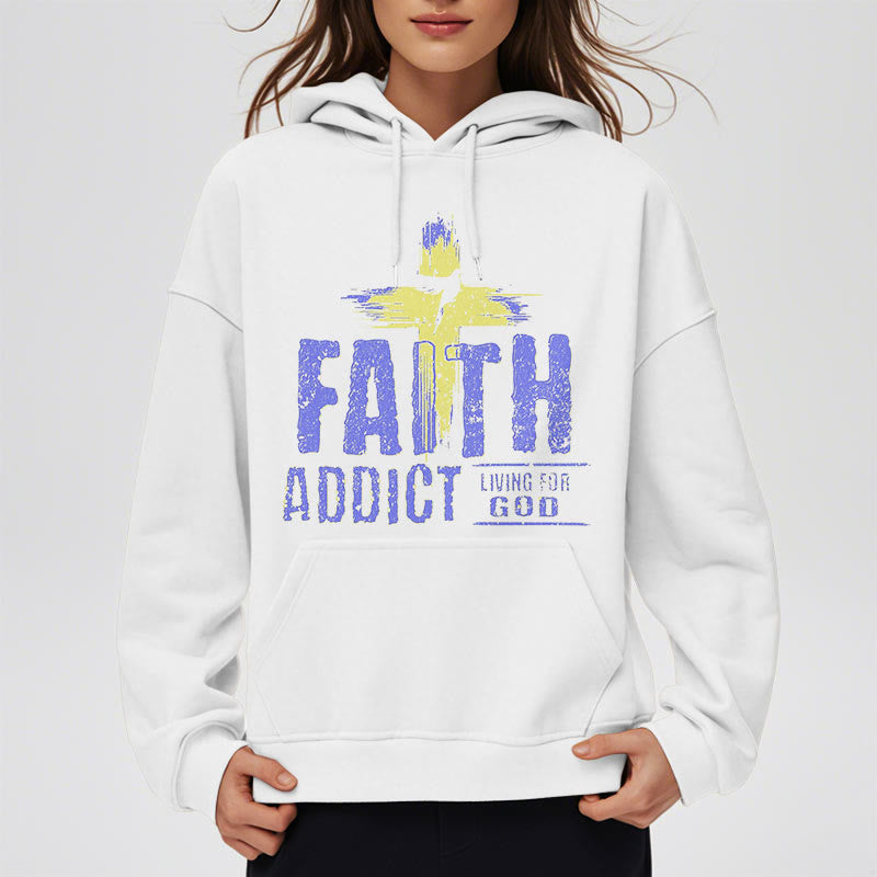 Colored Style Faith Addict Living For God Fleece Lined Polyester Hoodie - image 1