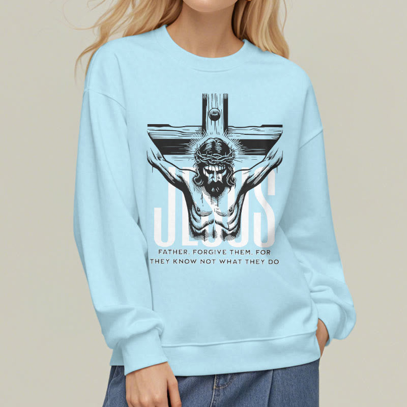 Classic Style Father Forgive Them Crucifix Fleece Lined Polyester Sweatshirt - image 27
