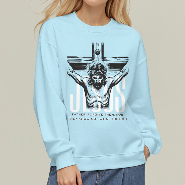 Classic Style Father Forgive Them Crucifix Fleece Lined Polyester Sweatshirt - image 27