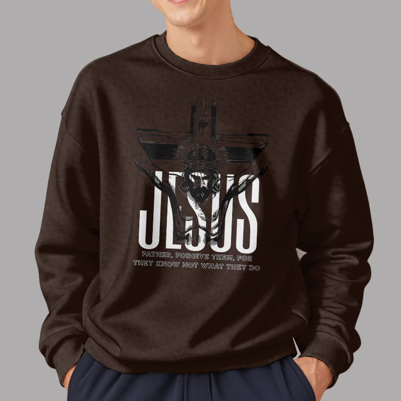 Classic Style Father Forgive Them Crucifix Fleece Lined Polyester Sweatshirt - image 18