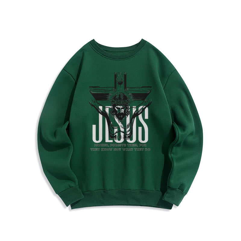 Classic Style Father Forgive Them Crucifix Fleece Lined Polyester Sweatshirt - Green - 2XL - image 20