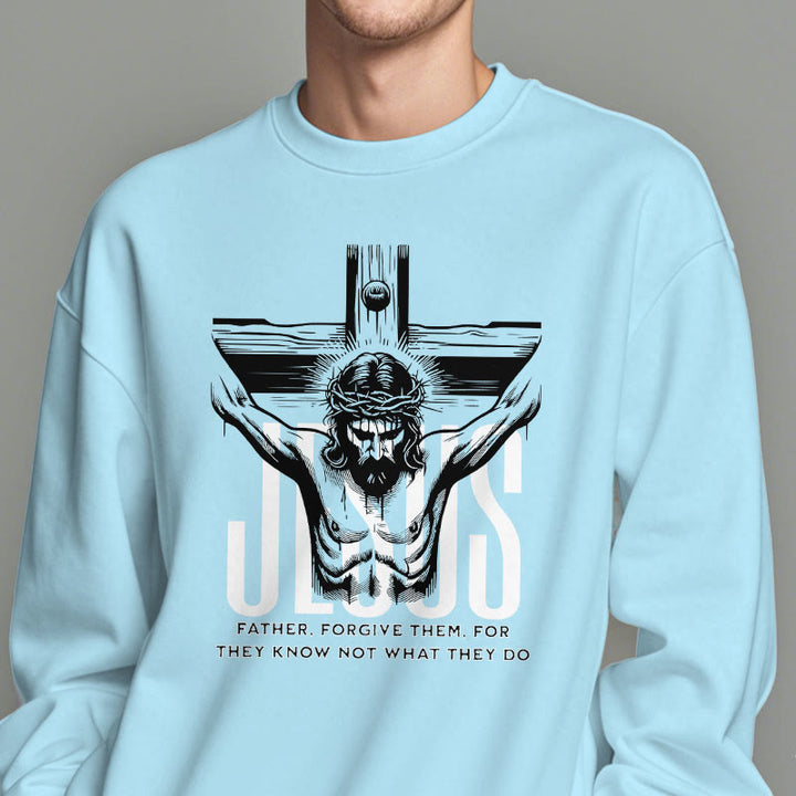 Classic Style Father Forgive Them Crucifix Fleece Lined Polyester Sweatshirt - image 28
