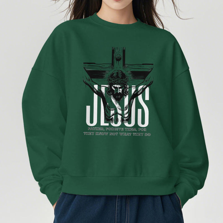 Classic Style Father Forgive Them Crucifix Fleece Lined Polyester Sweatshirt - image 23