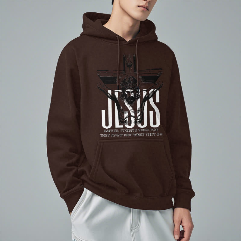 Classic Style Father Forgive Them Crucifix Fleece Lined Polyester Hoodie - image 18