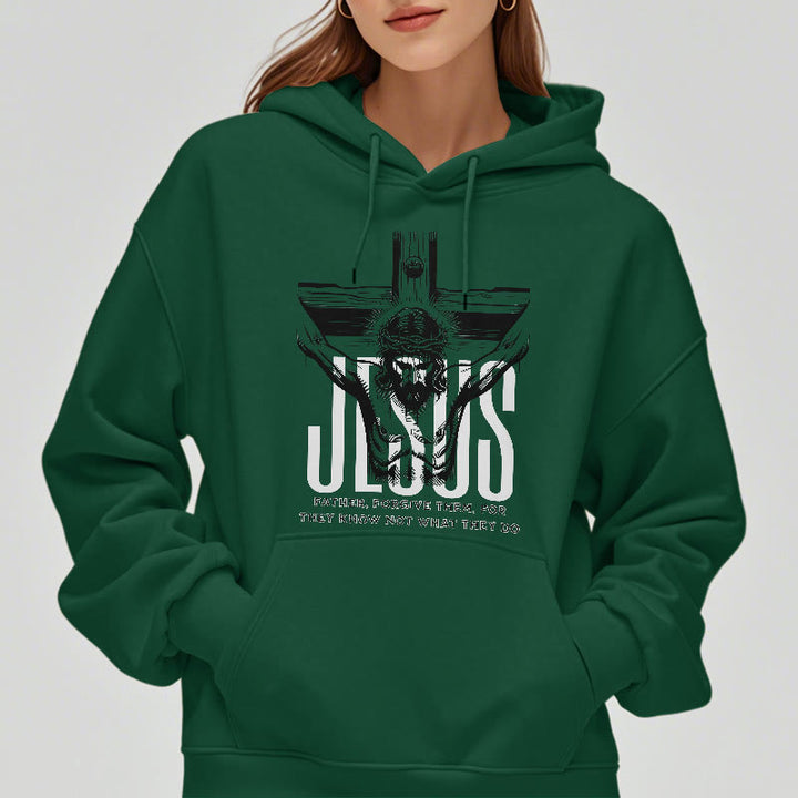 Classic Style Father Forgive Them Crucifix Fleece Lined Polyester Hoodie - image 23