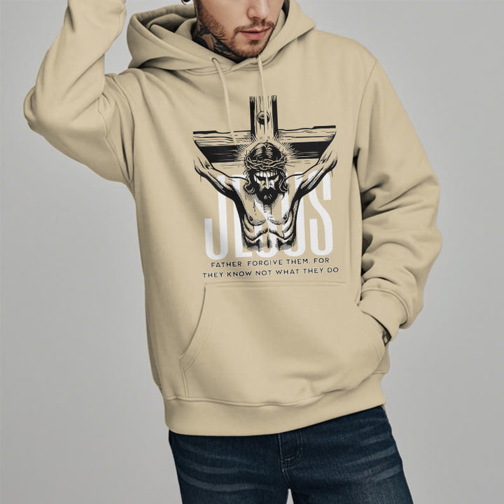 Classic Style Father Forgive Them Crucifix Fleece Lined Polyester Hoodie - image 12