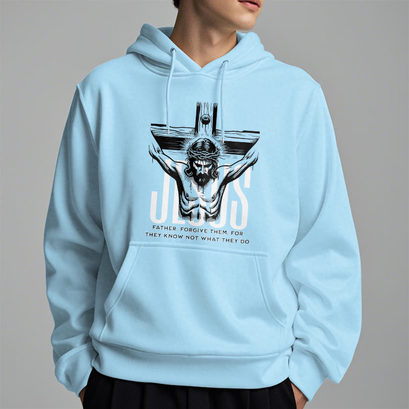 Classic Style Father Forgive Them Crucifix Fleece Lined Polyester Hoodie - image 28