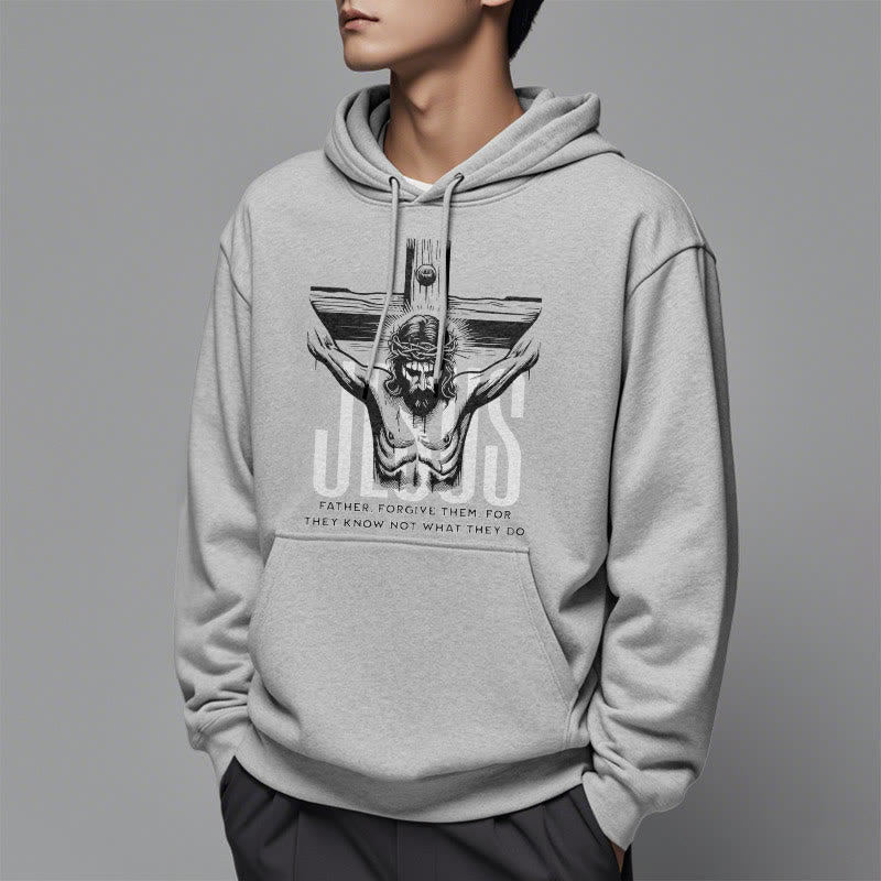 Classic Style Father Forgive Them Crucifix Fleece Lined Polyester Hoodie - image 32