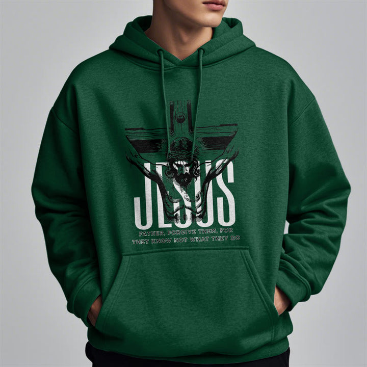 Christianartworkshop Classic Style Father Forgive Them Crucifix Fleece Lined Polyester Hoodie - image 22