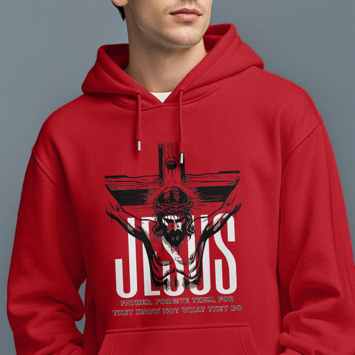 Classic Style Father Forgive Them Crucifix Fleece Lined Polyester Hoodie - image 38