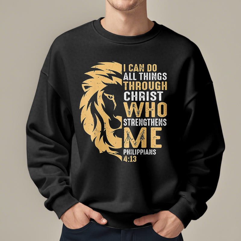 Quotation Style Christ Strengthens Me Fleece Lined Polyester Sweatshirt - image 7