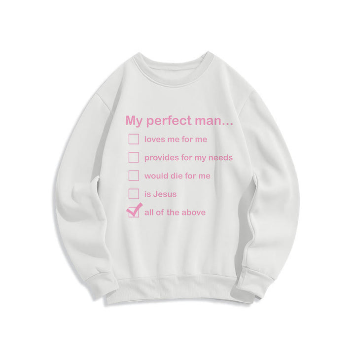 Christianartworkshop Modern Style My Perfect Man Is Jesus Fleece Lined Polyester Sweatshirt - White - 2XL - image 10