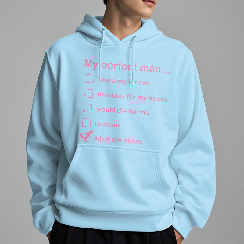 Christianartworkshop  Modern Style My Perfect Man Is Jesus Fleece Lined Polyester Hoodie - image 27