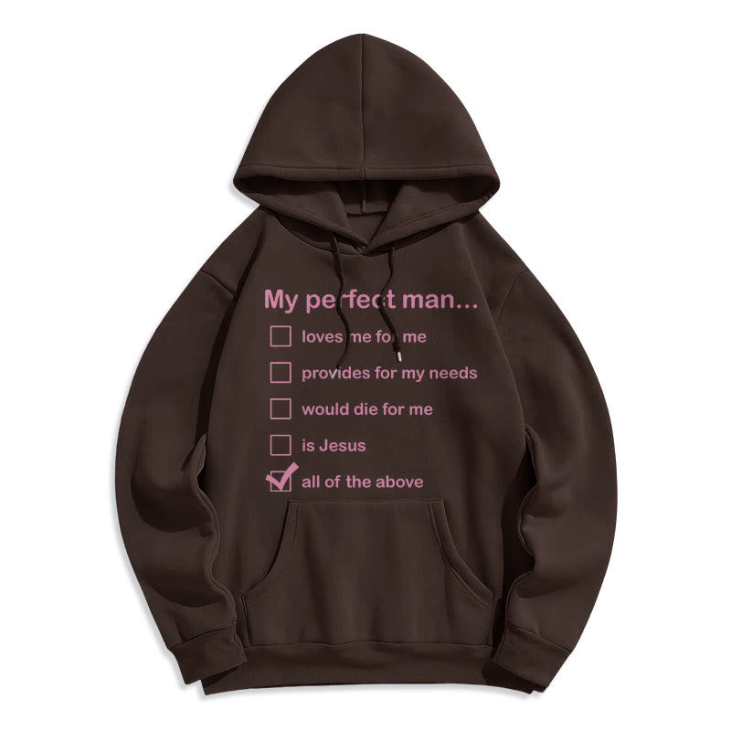Christianartworkshop  Modern Style My Perfect Man Is Jesus Fleece Lined Polyester Hoodie - Brown - 2XL - image 15