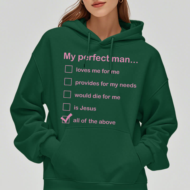 Christianartworkshop  Modern Style My Perfect Man Is Jesus Fleece Lined Polyester Hoodie - image 22