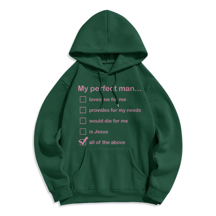 Christianartworkshop  Modern Style My Perfect Man Is Jesus Fleece Lined Polyester Hoodie - Green - 2XL - image 20