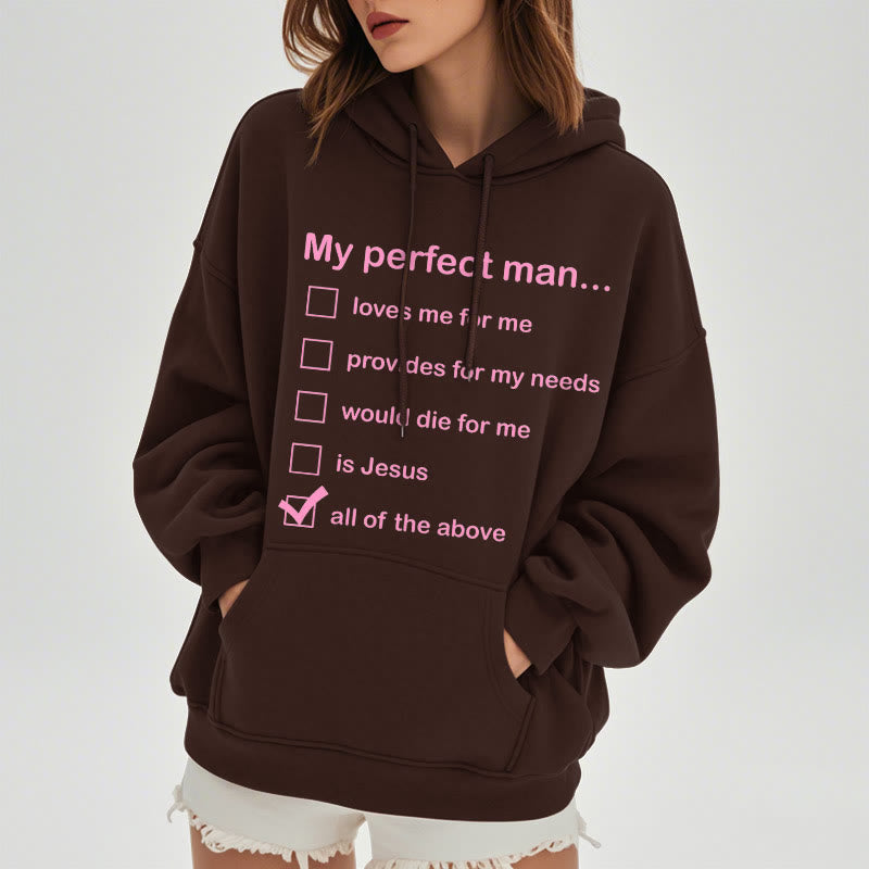 Christianartworkshop  Modern Style My Perfect Man Is Jesus Fleece Lined Polyester Hoodie - image 18
